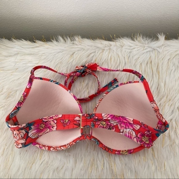 Shade & Shore Red Floral Push Up Shore Bikini Top - Picture 3 of 7